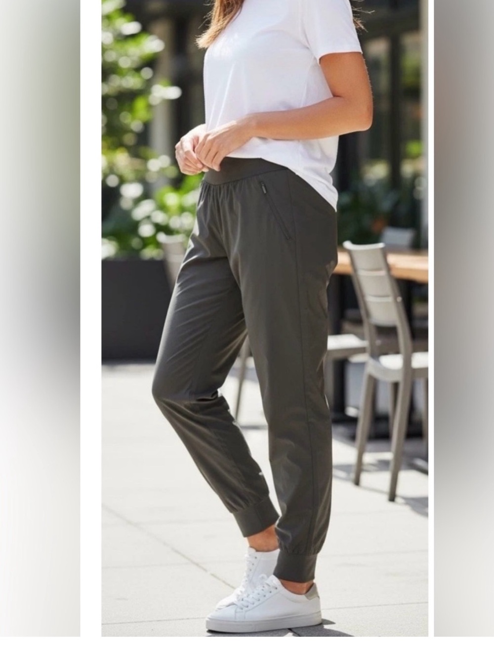 Athleta Soho LinednJogger Pants Dark Gray Zipper Pockets Women Size 4